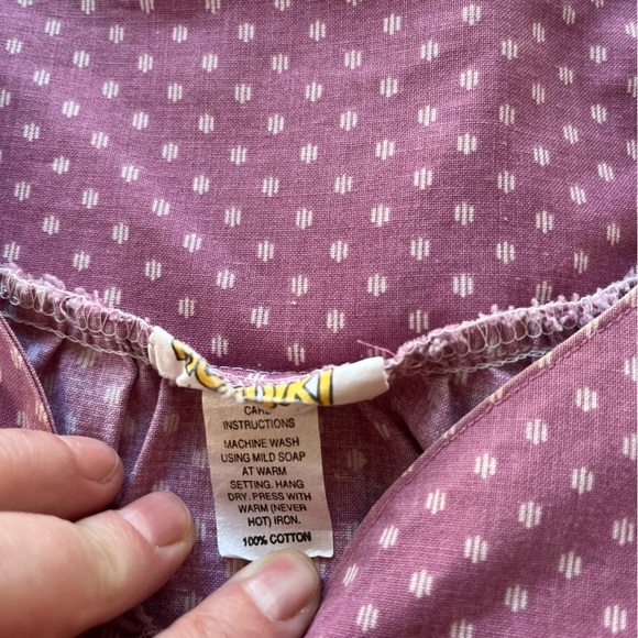 Vintage Pink Polka Dot Peasant Blouse Large Bow Detail Puff Sleeves 100% Cotton - Picture 6 of 9